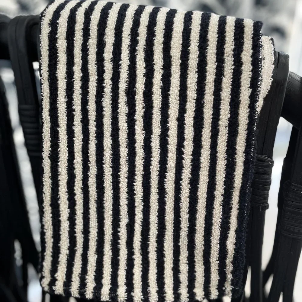 4 Black Kitchen Towels - Double Sided Pom Pom Turkish